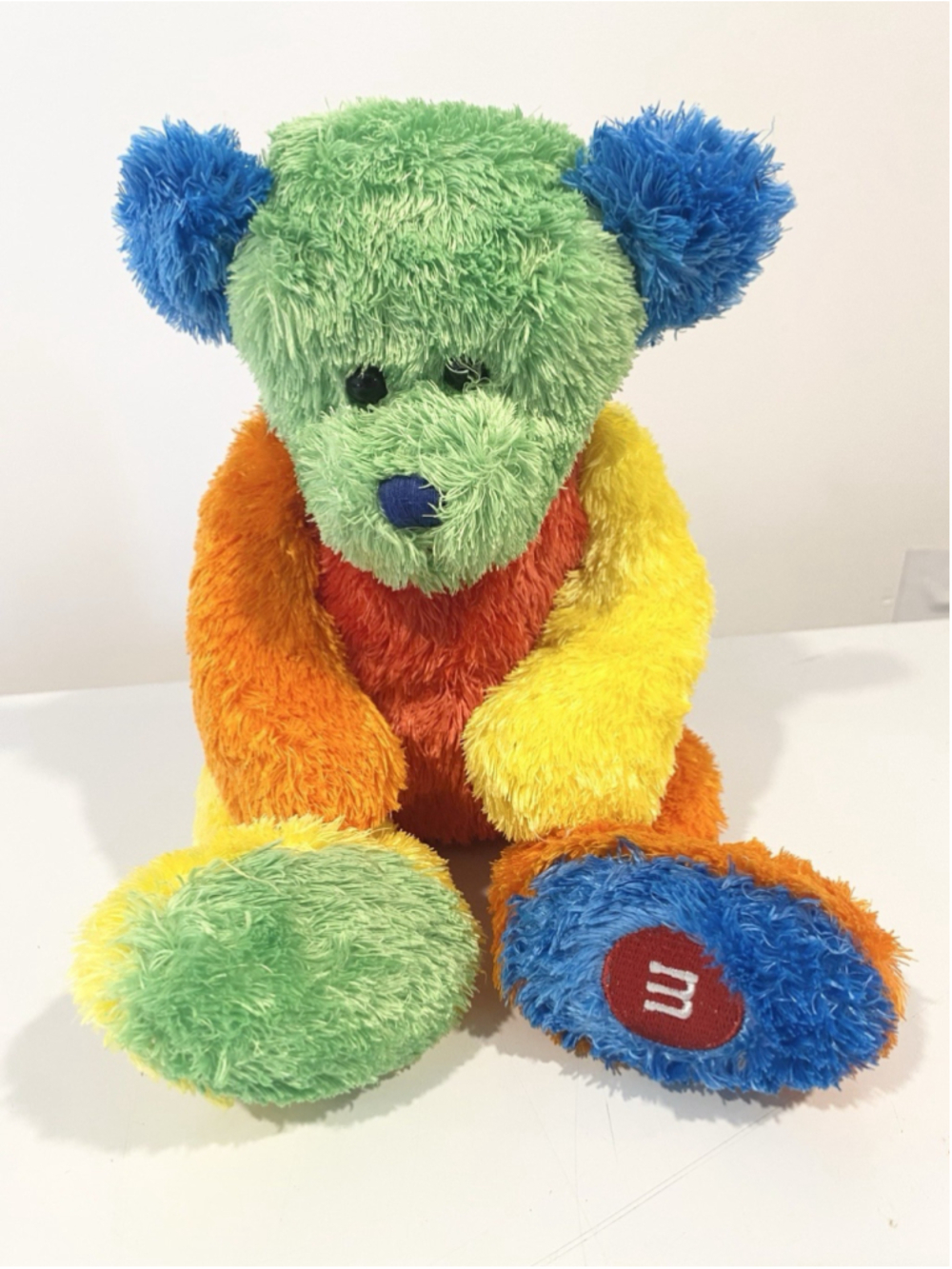 2008 M&M’s World Rainbow Color Block Teddy Bear Plush 14” Mars Retired Rare